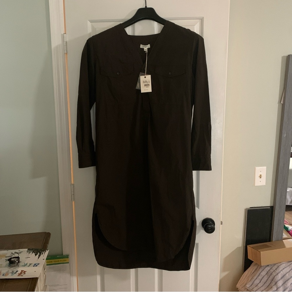 Billy Reid Panel Shirtdress Button Front Long Sleeves Dark Brown Women’s Size M